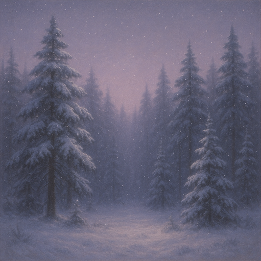 Quiet Pine Forest in Gentle Twilight Snow No. 10 Oil Painting 100% Hand Painted Oil on Belgian Linen Canvas, Original Fine Art Wall Decor