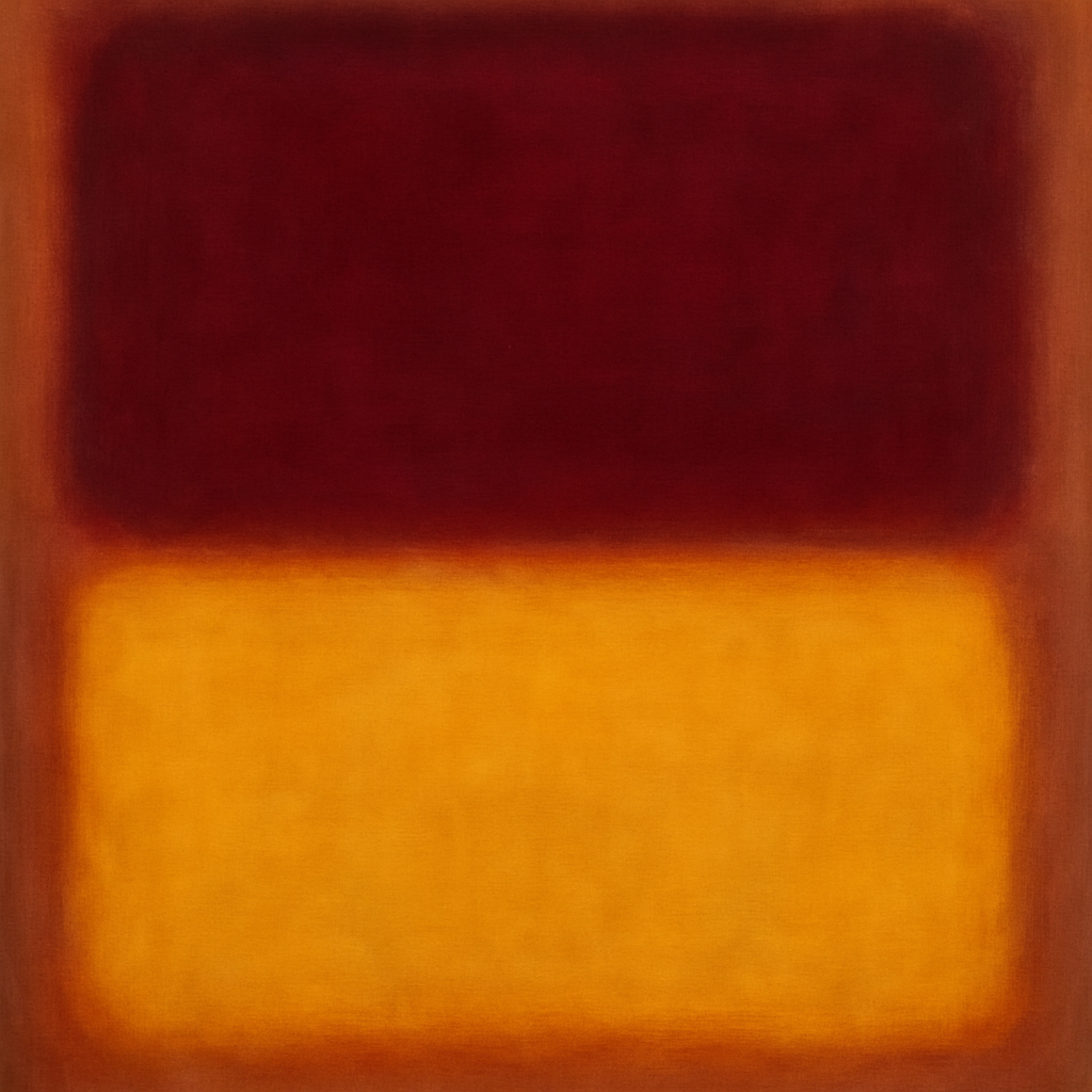 Crimson Burgundy & Saffron Gold Color Vibrations No. 4 Oil Painting - View 1