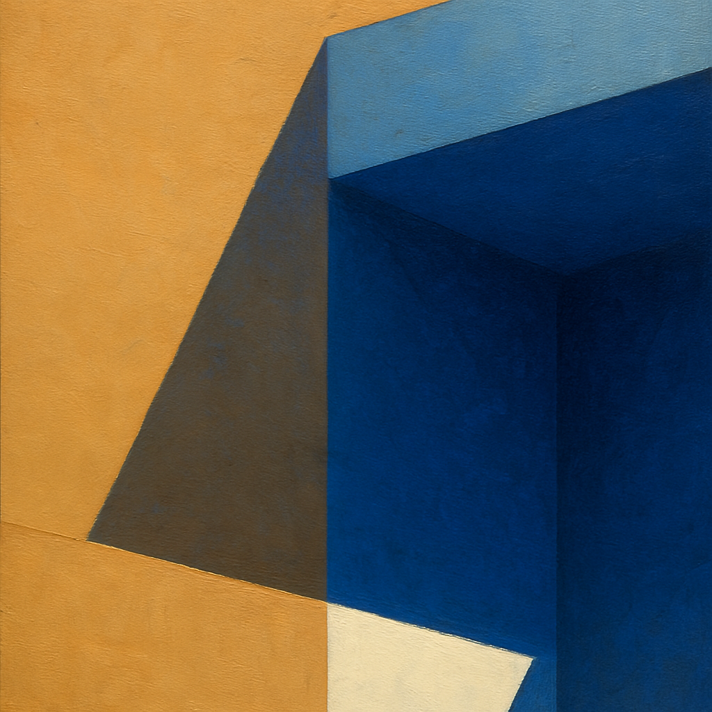Sun & Shadow Architectural Facade Geometry No. 8 Fine Art Oil Painting - View 1