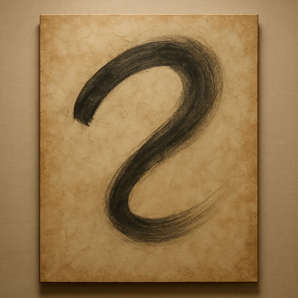 Aged Rice Paper & Charcoal Calligraphic Balance No. 19 Oil Painting 100% Hand Painted Oil on Belgian Linen Canvas, Original Fine Art Wall Decor