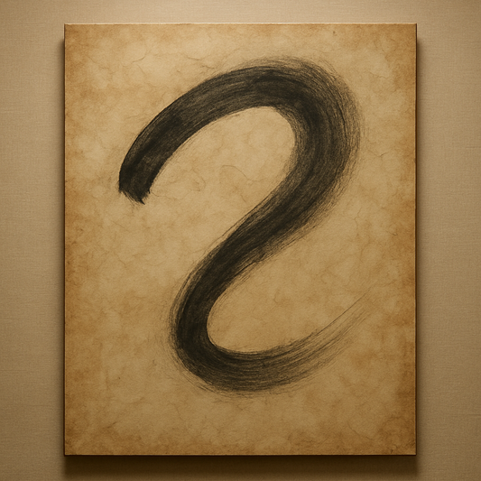 Aged Rice Paper & Charcoal Calligraphic Balance No. 19 Oil Painting 100% Hand Painted Oil on Belgian Linen Canvas, Original Fine Art Wall Decor