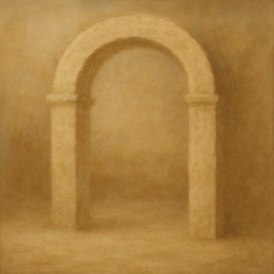 Travertine Stone Arch & Earth Tones No. 21 Oil Painting - View 1