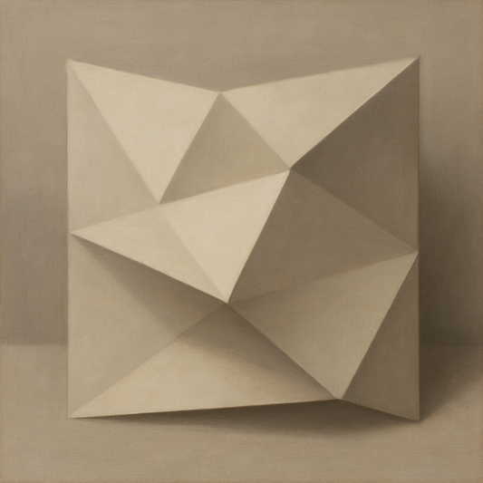 Folded Paper Geometry in Neutral Gradient Shadows No. 10 Oil Painting 100% Hand Painted Oil on Belgian Linen Canvas, Original Fine Art Wall Decor