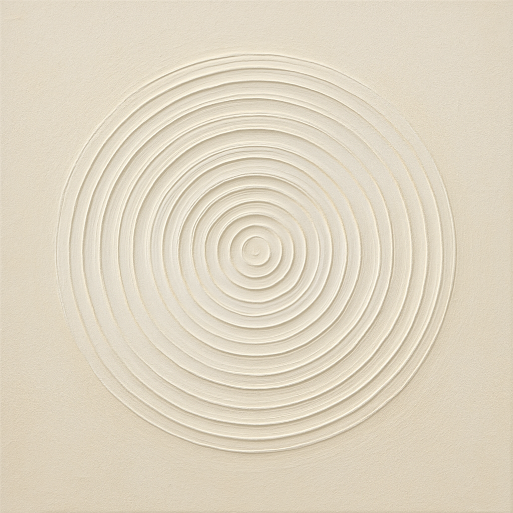 Concentric Zen Circles in Ivory No. 8 - Modern Fine Art Oil Painting - View 1