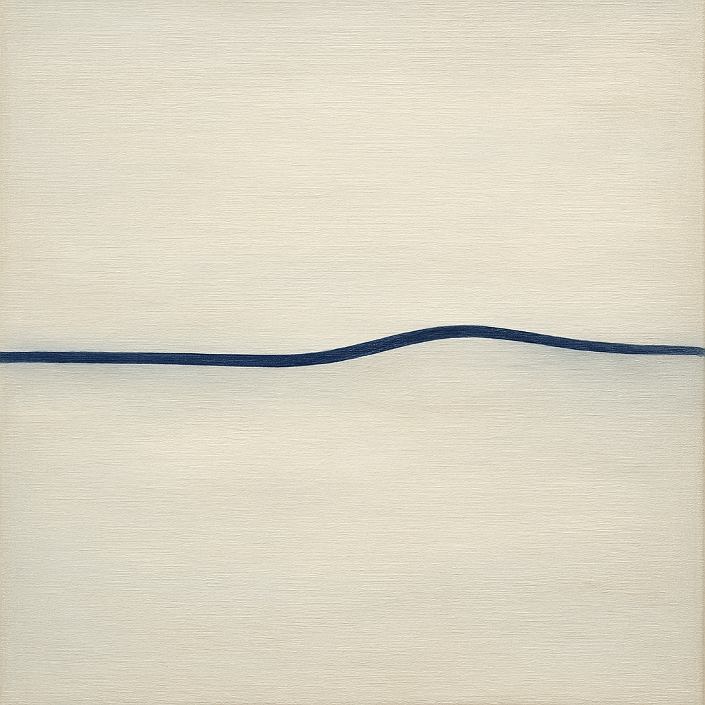 Minimalist Continuous Line Horizon in Deep Indigo No. 3 Fine Art Oil Painting - View 1