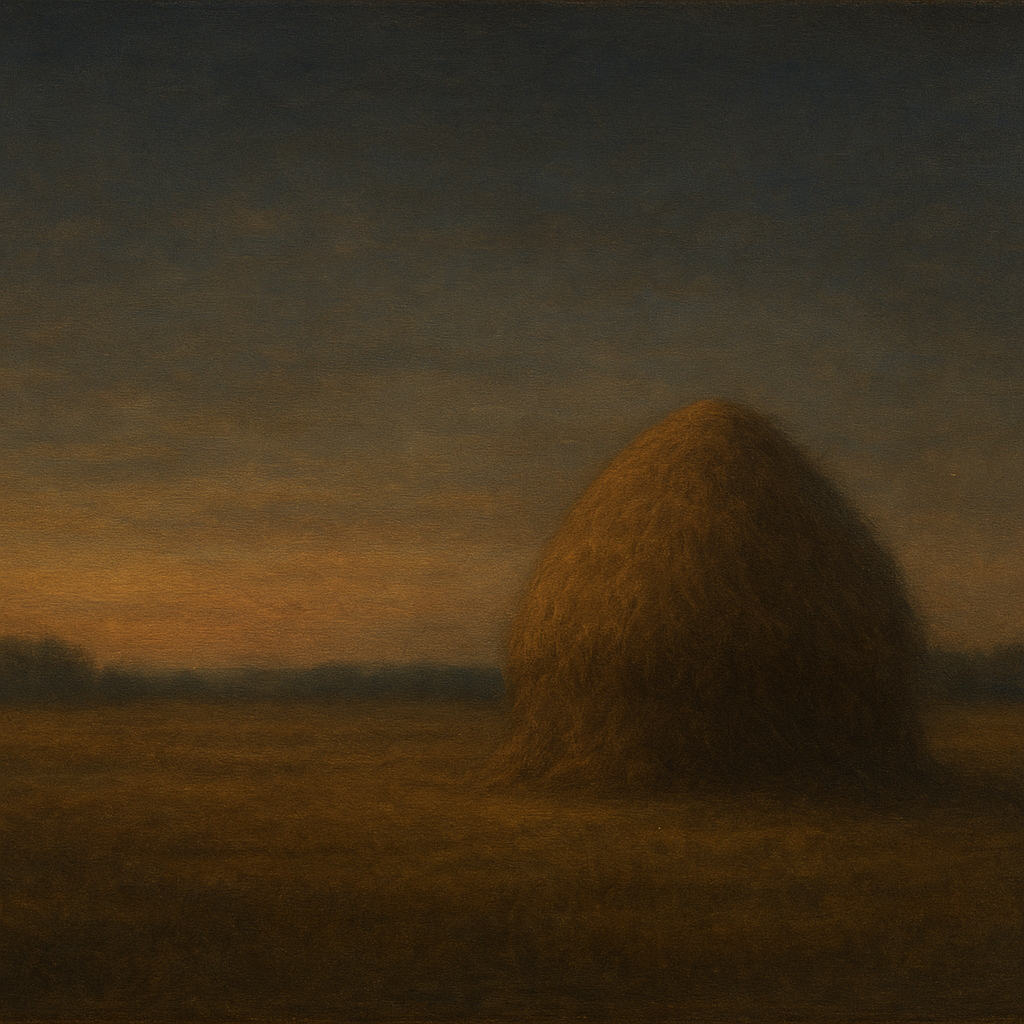 Dusk Horizon over Weathered Haystack No. 3 Oil Painting - View 1