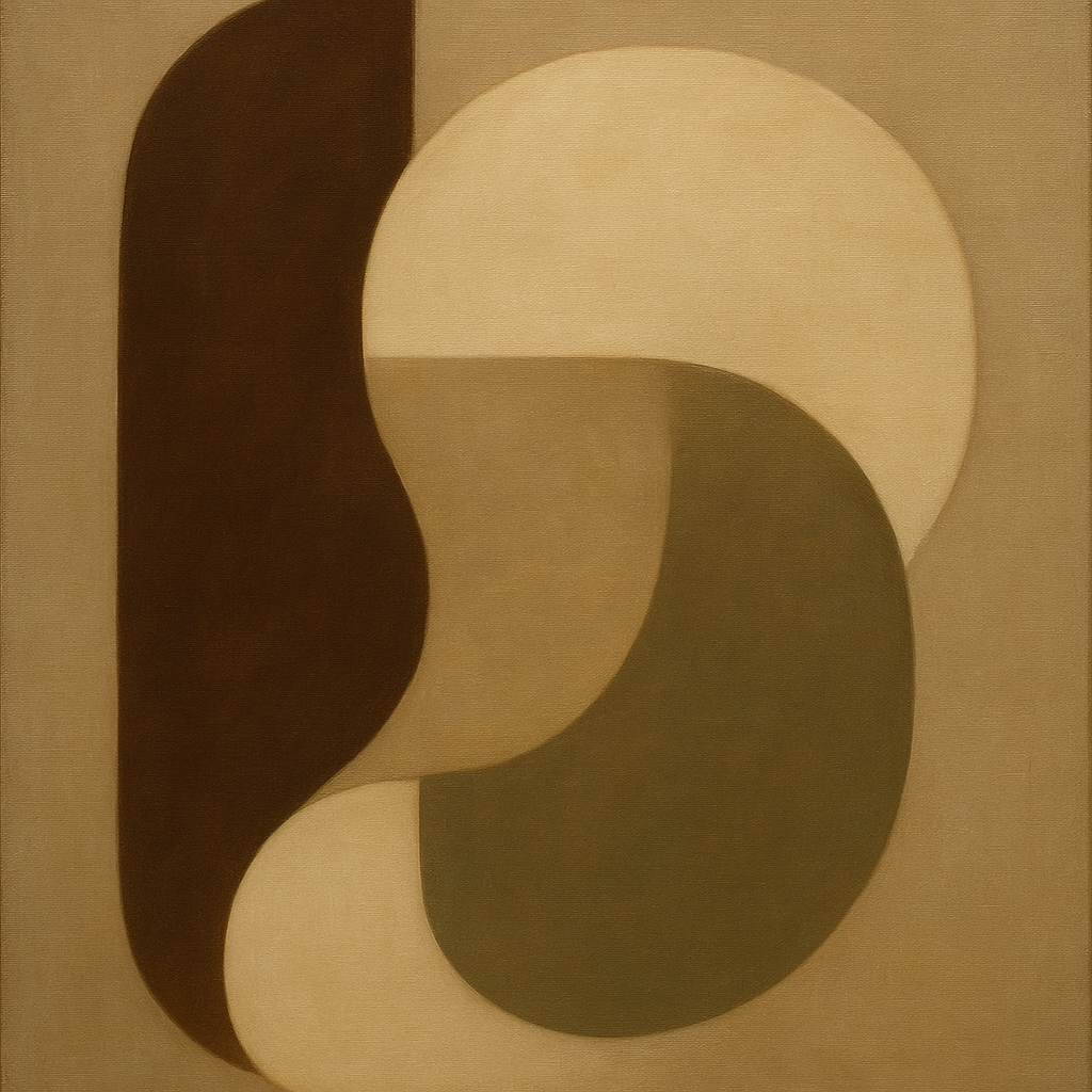 Minimalist Asymmetrical Balance in Raw Umber No. 19 Oil Painting - View 1