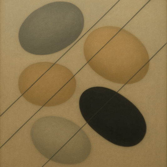 Organic Pebble Contours & Slanted Lines No. 15 Oil Painting - View 1