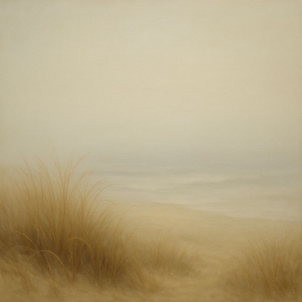 Silent Dune Grass in November Sea Fog No. 13 Oil Painting 100% Hand Painted Oil on Belgian Linen Canvas, Original Fine Art Wall Decor