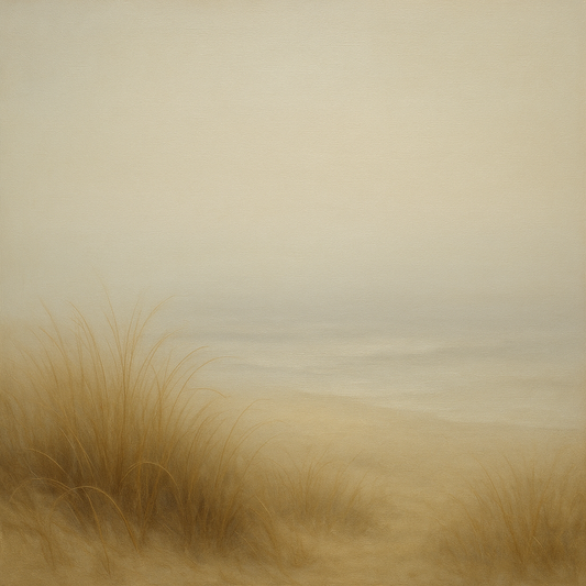 Silent Dune Grass in November Sea Fog No. 13 Oil Painting 100% Hand Painted Oil on Belgian Linen Canvas, Original Fine Art Wall Decor