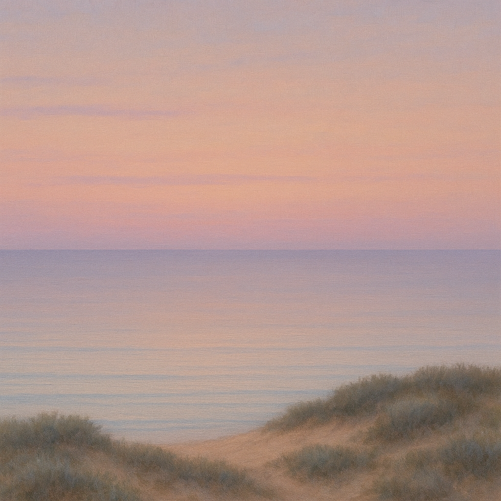 Pastel Dusk Horizon over Calm Atlantic Waters No. 13 Oil Painting - View 1