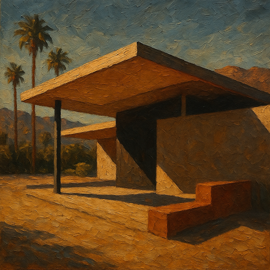 Palm Springs Modernist Pavilion Shadow No. 5 Oil Painting - 100% Hand-Painted Master Oil Painting