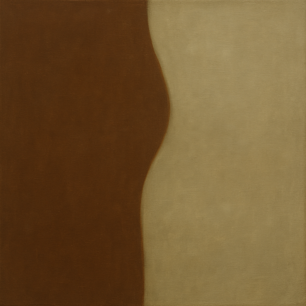 Burnt Umber & Greige Duet No. 7 - Modern Fine Art Oil Painting - View 1