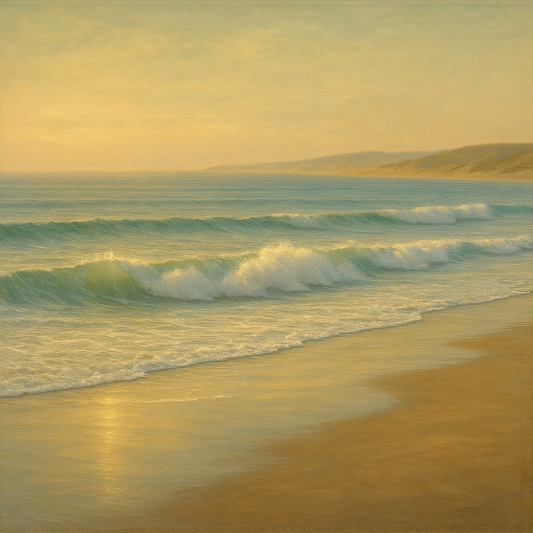 Gentle Breaking Waves & Wet Beach Reflection No. 15 Oil Painting 100% Hand Painted Oil on Belgian Linen Canvas, Original Fine Art Wall Decor
