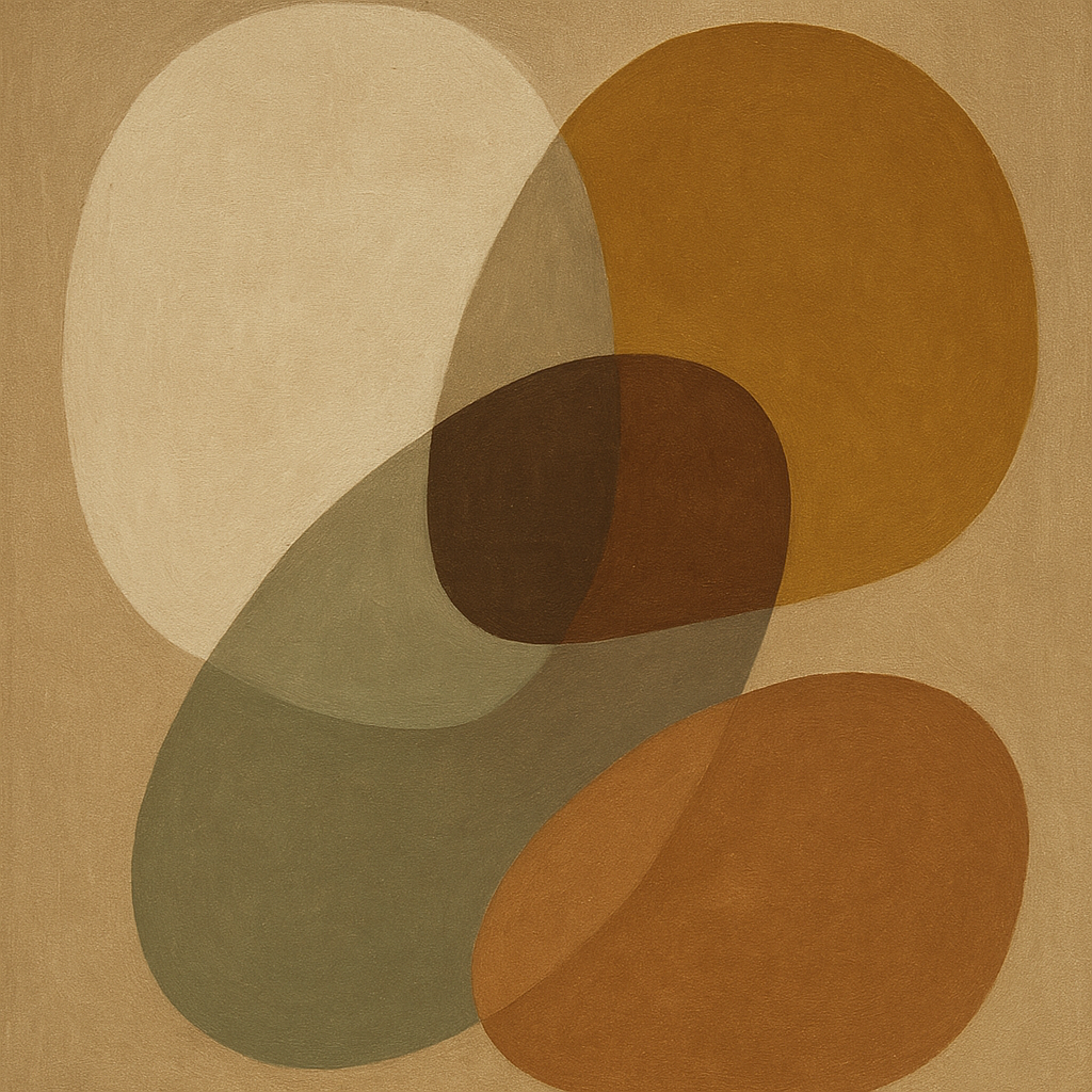 Organic Curved Shapes in Neutral Earth Pigments No. 15 Fine Art Oil Painting - View 1