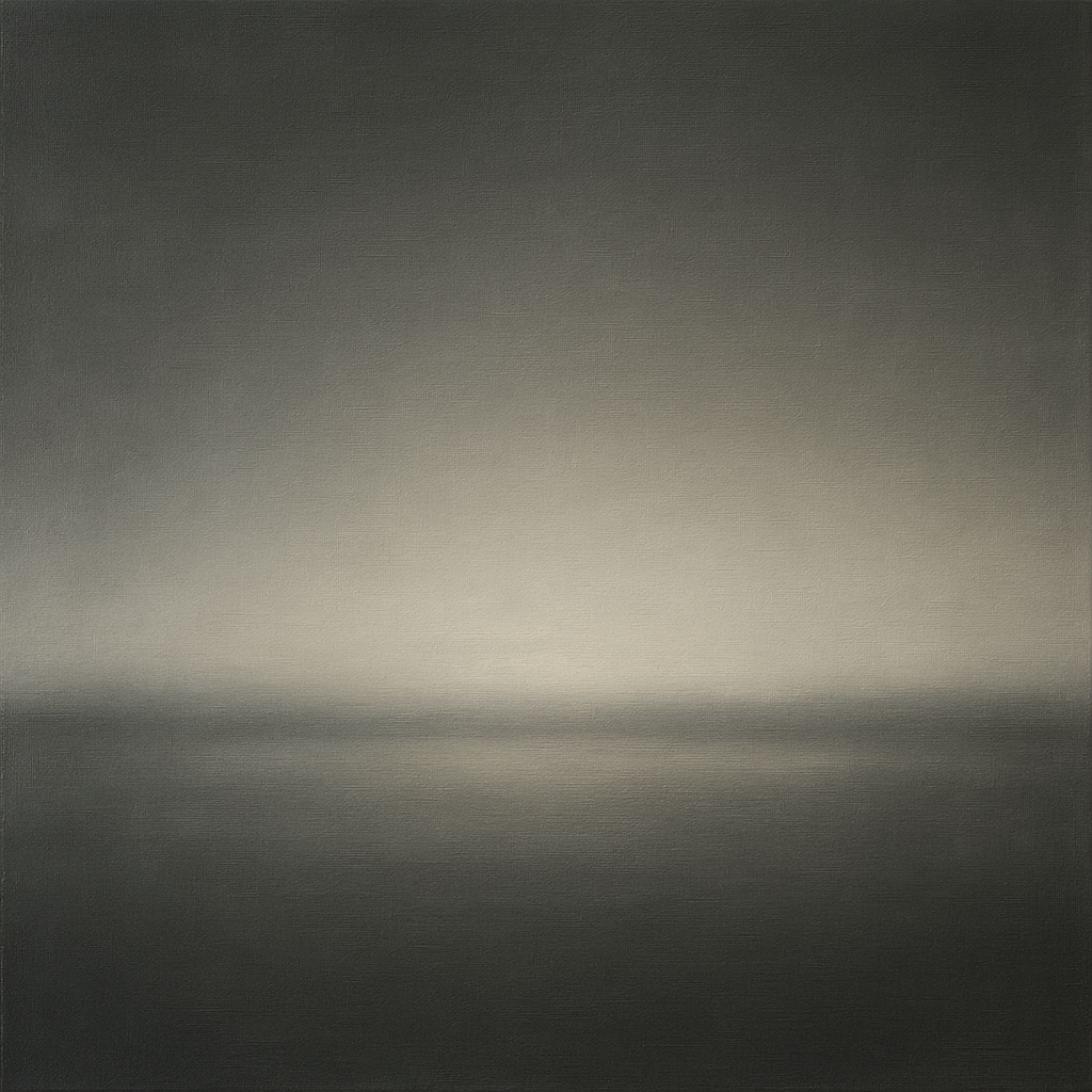 Monochrome Charcoal Drift & Soft Sfumato Horizon No. 4 Oil Painting 100% Hand Painted Oil on Belgian Linen Canvas, Original Fine Art Wall Decor