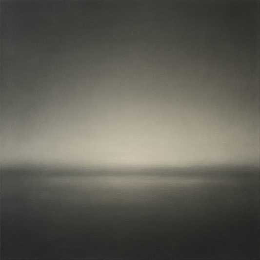 Monochrome Charcoal Drift & Soft Sfumato Horizon No. 4 Oil Painting 100% Hand Painted Oil on Belgian Linen Canvas, Original Fine Art Wall Decor