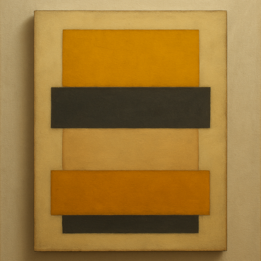 Stacked Horizon Blocks in Mustard & Charcoal No. 19 Oil Painting 100% Hand Painted Oil on Belgian Linen Canvas, Original Fine Art Wall Decor