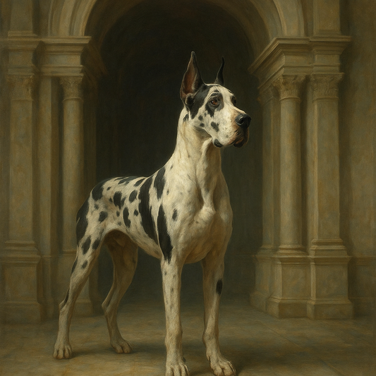Regal Great Dane in Grand Architectural Hall No. 11 Fine Art Oil Painting - View 1
