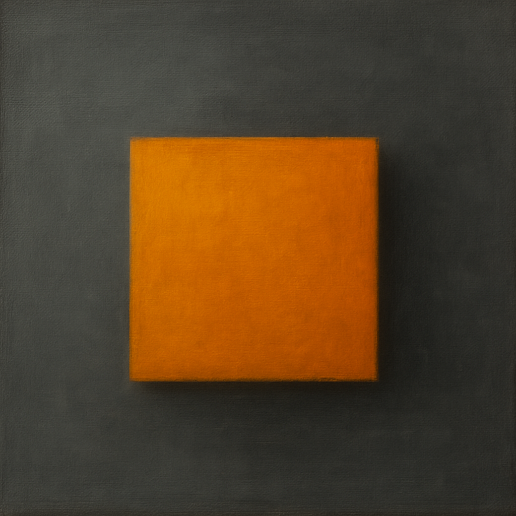 Cadmium Amber & Slate Grey Block No. 10 - Modern Fine Art Oil Painting - View 1
