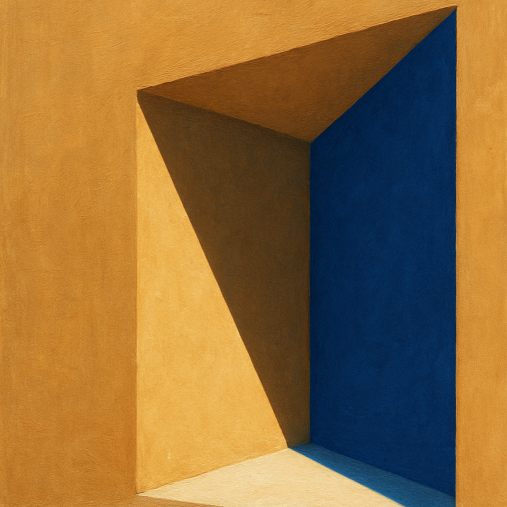 Sun & Shadow Architectural Facade Geometry No. 3 Fine Art Oil Painting - View 1