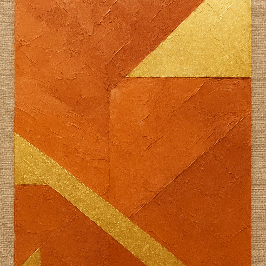 Terracotta & Gilded Leaf Modern Luxury Oil Painting - 100% Hand-Painted Master Oil Painting