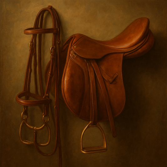 Vintage Bridle & Polished Leather Saddle Oil Painting 100% Hand Painted Oil on Belgian Linen Canvas, Original Fine Art Wall Decor