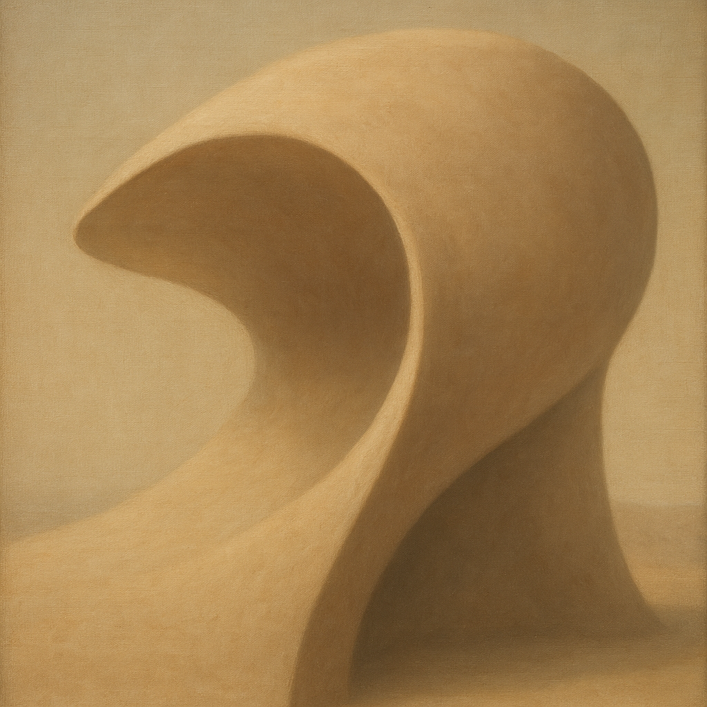 Soft Architectural Curve in Desert Bone No. 10 Oil Painting 100% Hand Painted Oil on Belgian Linen Canvas, Original Fine Art Wall Decor