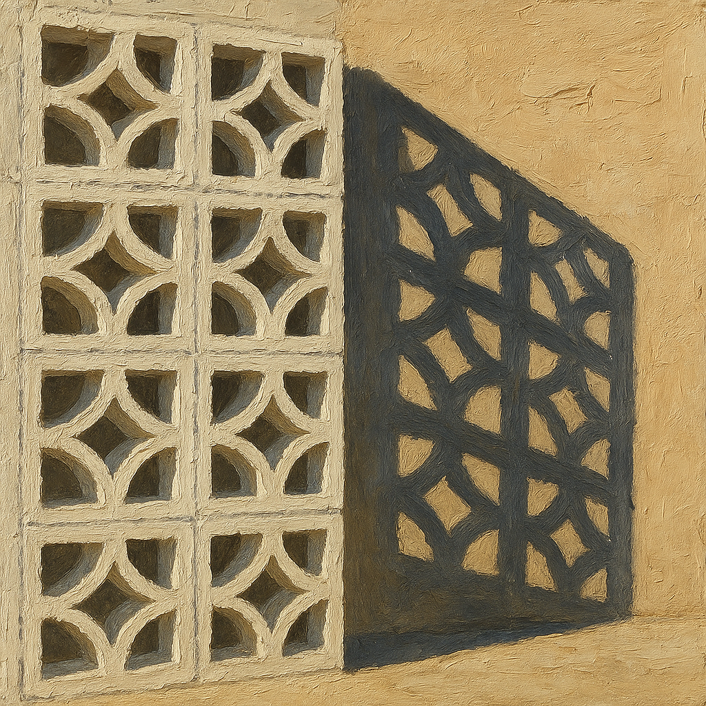 Desert Modern Breeze Block Shadow No. 7 Oil Painting - 100% Hand-Painted Master Oil Painting