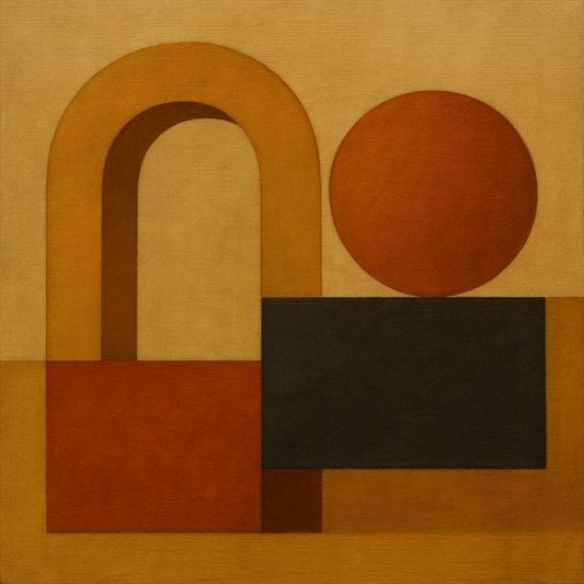 Arch & Circle Equilibrium in Warm Earth Tones No. 15 Oil Painting - View 1