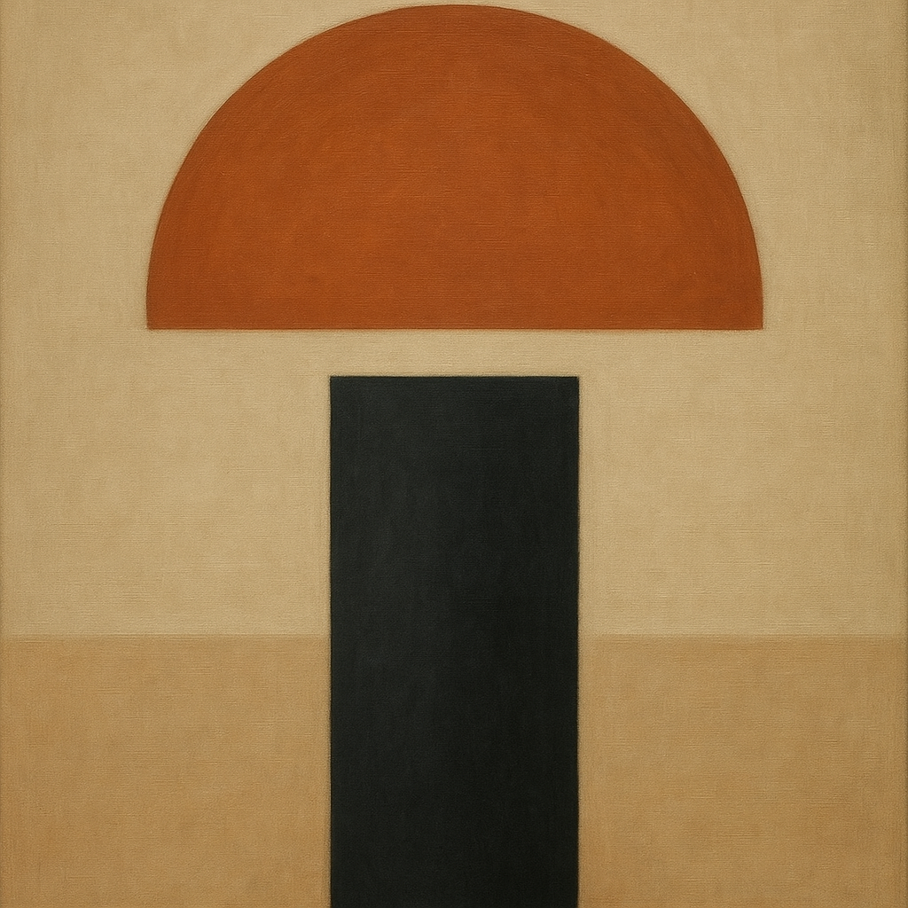 Semicircle Horizon & Minimalist Pillar No. 20 Oil Painting - View 1