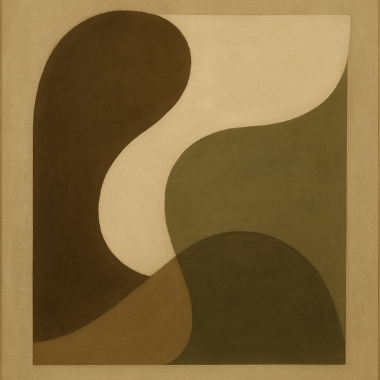 Minimalist Asymmetrical Balance in Raw Umber No. 4 Oil Painting 100% Hand Painted Oil on Belgian Linen Canvas, Original Fine Art Wall Decor