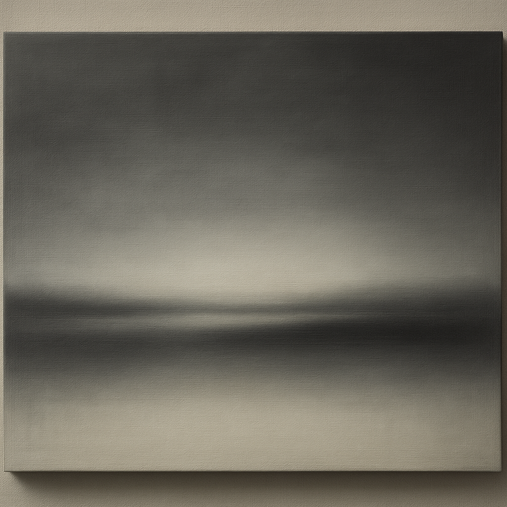 Monochrome Charcoal Drift & Soft Sfumato Horizon No. 6 Oil Painting 100% Hand Painted Oil on Belgian Linen Canvas, Original Fine Art Wall Decor
