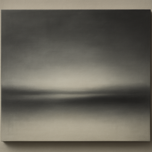 Monochrome Charcoal Drift & Soft Sfumato Horizon No. 6 Oil Painting 100% Hand Painted Oil on Belgian Linen Canvas, Original Fine Art Wall Decor