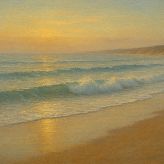 Gentle Breaking Waves & Wet Beach Reflection No. 20 Oil Painting - View 1