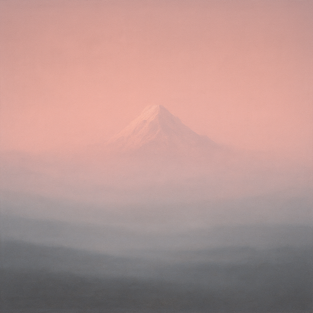 Pale Alpenglow over Distant Glacial Peak No. 12 Oil Painting 100% Hand Painted Oil on Belgian Linen Canvas, Original Fine Art Wall Decor