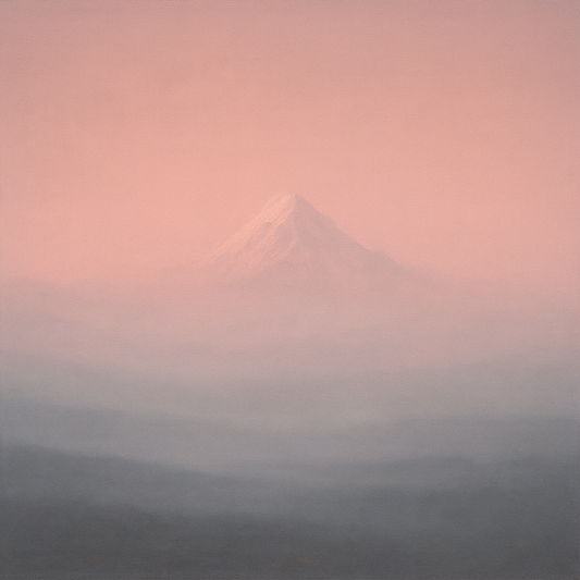 Pale Alpenglow over Distant Glacial Peak No. 12 Oil Painting 100% Hand Painted Oil on Belgian Linen Canvas, Original Fine Art Wall Decor