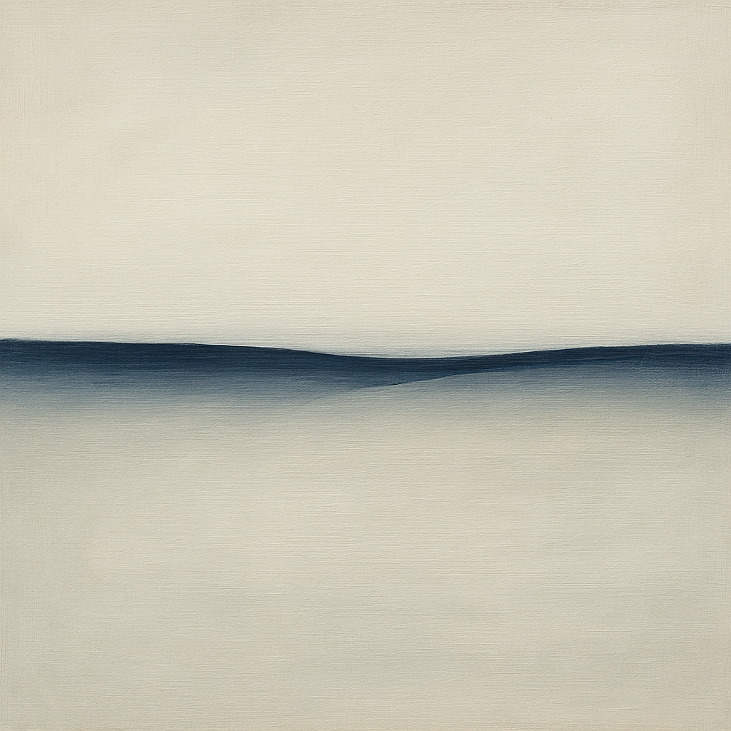 Minimalist Continuous Line Horizon in Deep Indigo No. 5 Fine Art Oil Painting - View 1