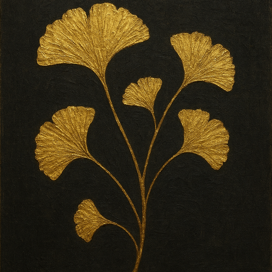 Gilded Ginkgo Biloba Silhouette Luxury Oil Painting - 100% Hand-Painted Master Oil Painting