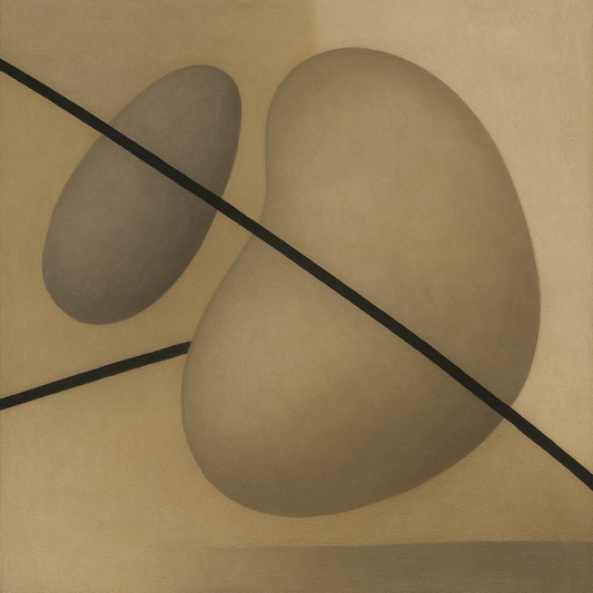 Organic Pebble Contours & Slanted Lines No. 19 Oil Painting 100% Hand Painted Oil on Belgian Linen Canvas, Original Fine Art Wall Decor