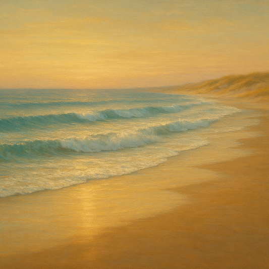 Gentle Breaking Waves & Wet Beach Reflection No. 10 Oil Painting 100% Hand Painted Oil on Belgian Linen Canvas, Original Fine Art Wall Decor