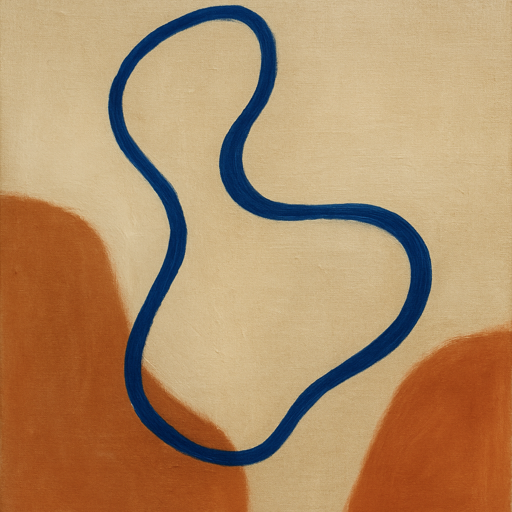 Cobalt Blue & Pale Oat Contour No. 8 - Modern Fine Art Oil Painting - View 1