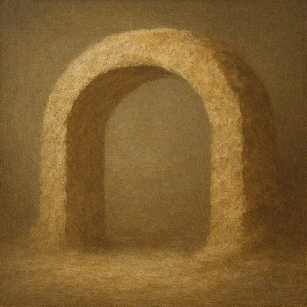 Travertine Stone Arch & Earth Tones No. 13 Oil Painting - View 1