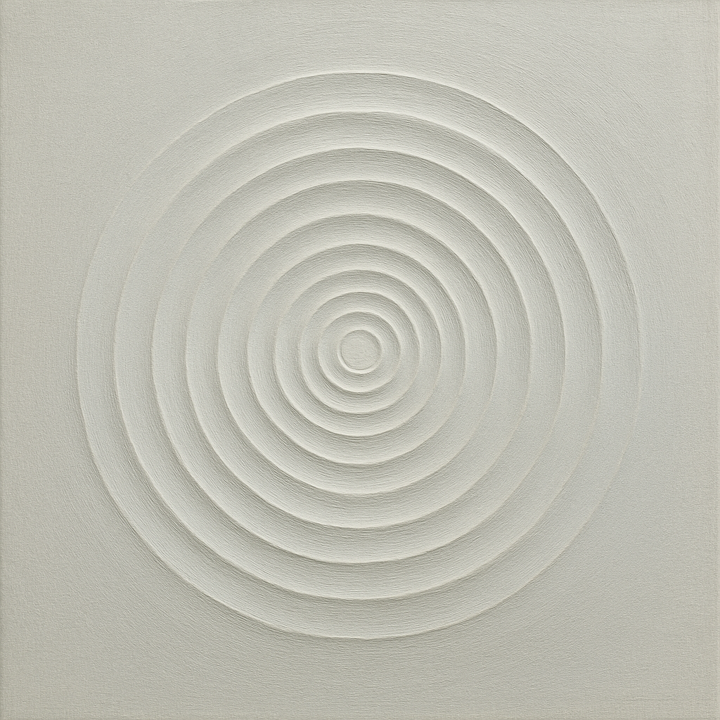 Concentric Zen Circles in Ivory No. 8 - Modern Fine Art Oil Painting - View 1