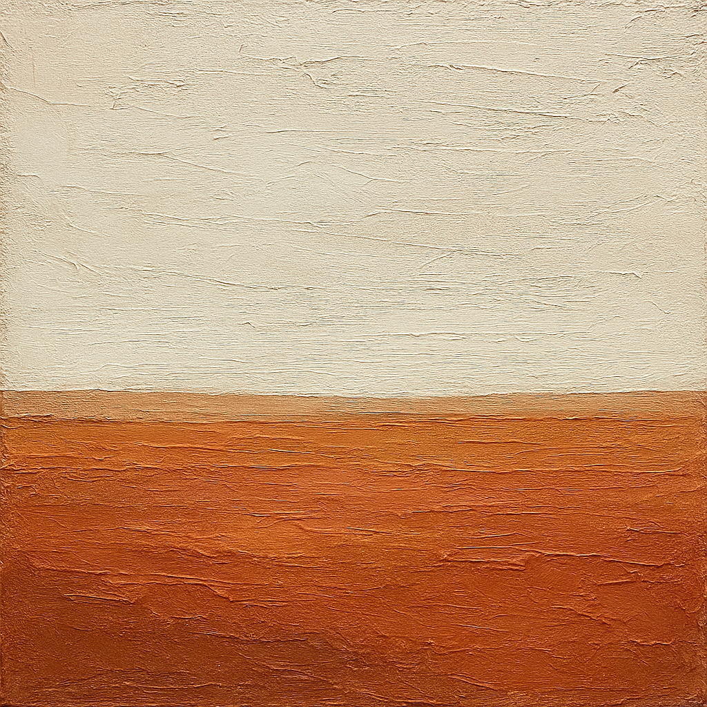 Earthen Terracotta Horizon Wabi-Sabi Oil Painting - 100% Hand-Painted Master Oil Painting