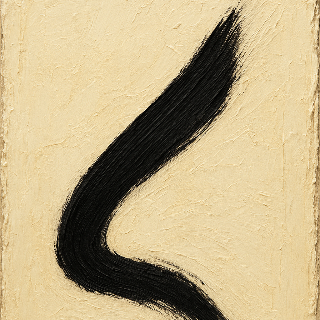 Zen Balance in Cream & Charcoal Oil Painting - View 1