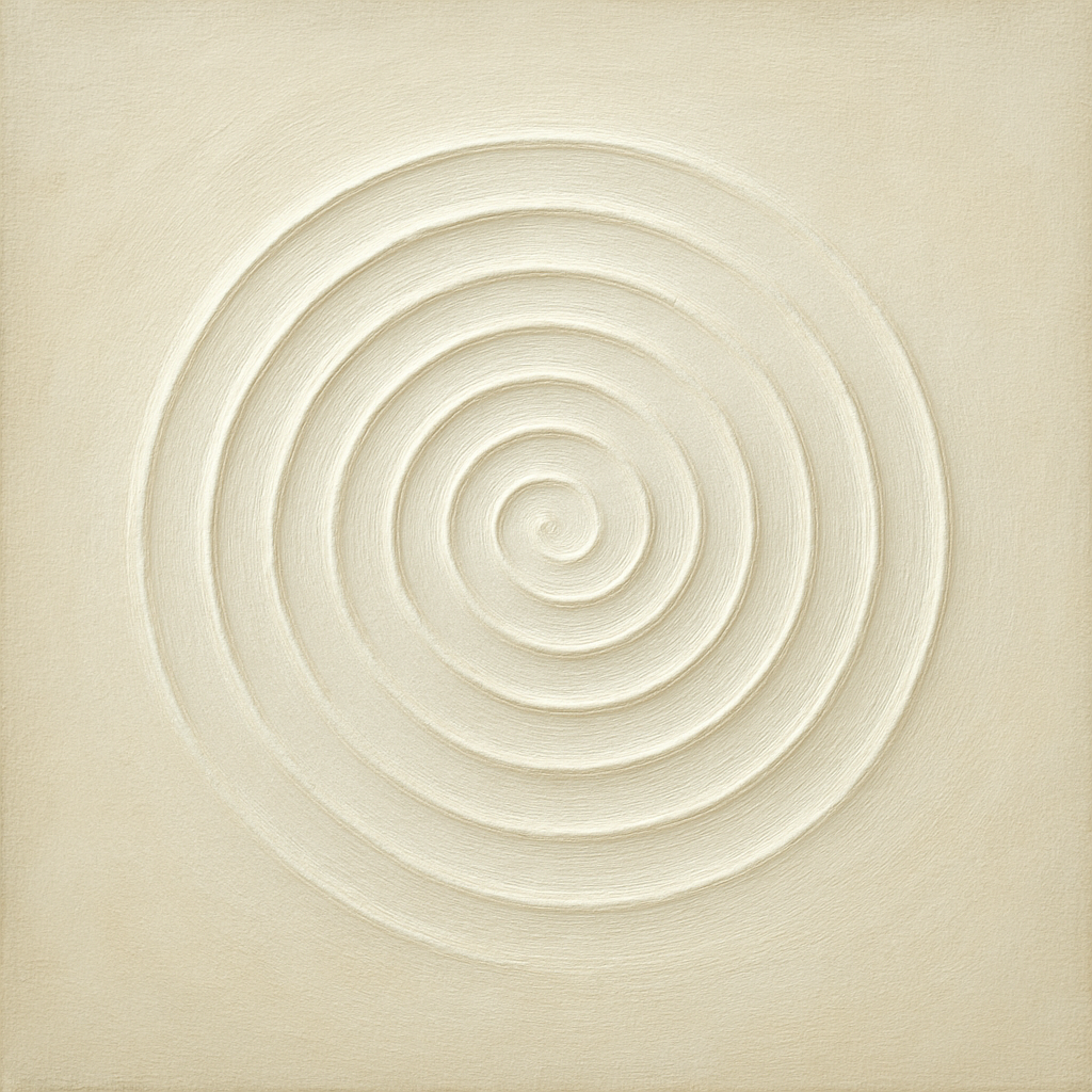 Concentric Zen Circles in Ivory No. 8 - Modern Fine Art Oil Painting - View 1