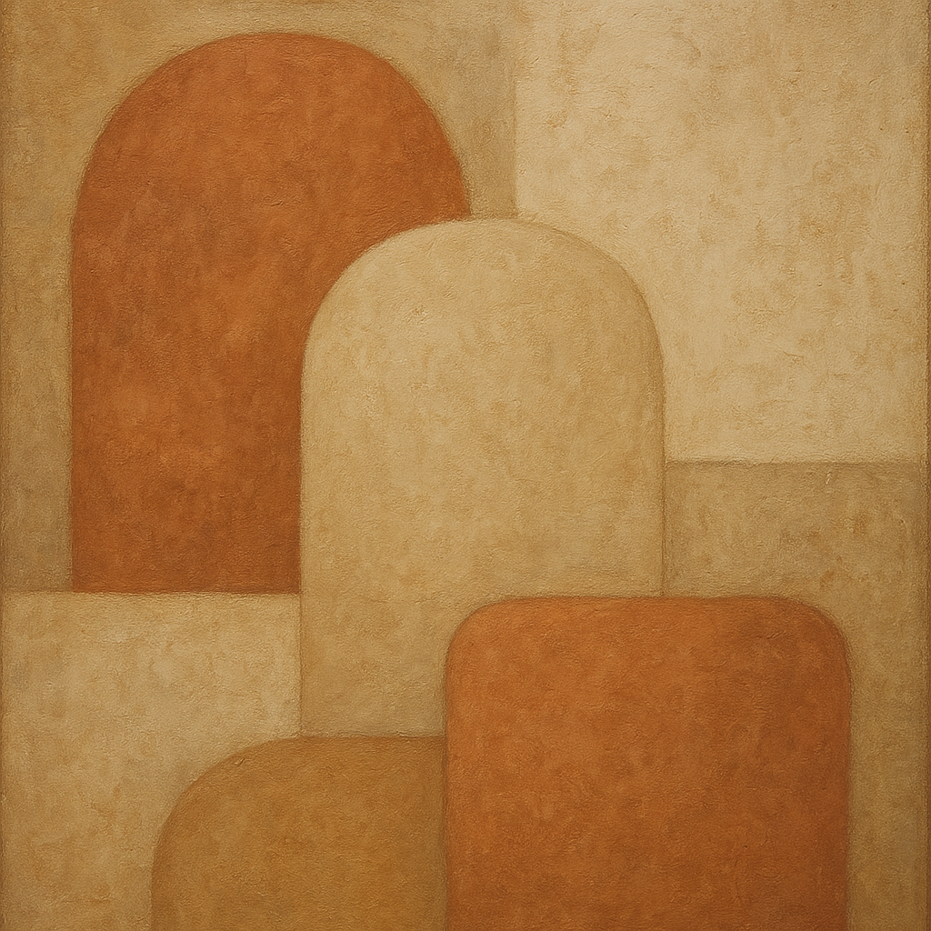 Earthy Terracotta & Weathered Plaster Wash No. 15 Oil Painting - View 1