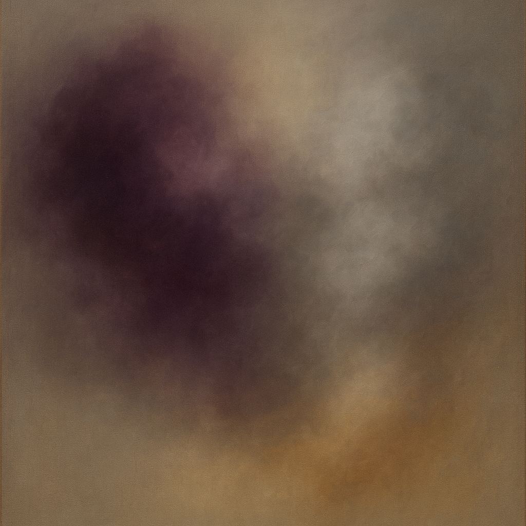 Gilded Plum & Soft Smoke Cloud Harmony No. 12 Oil Painting - View 1