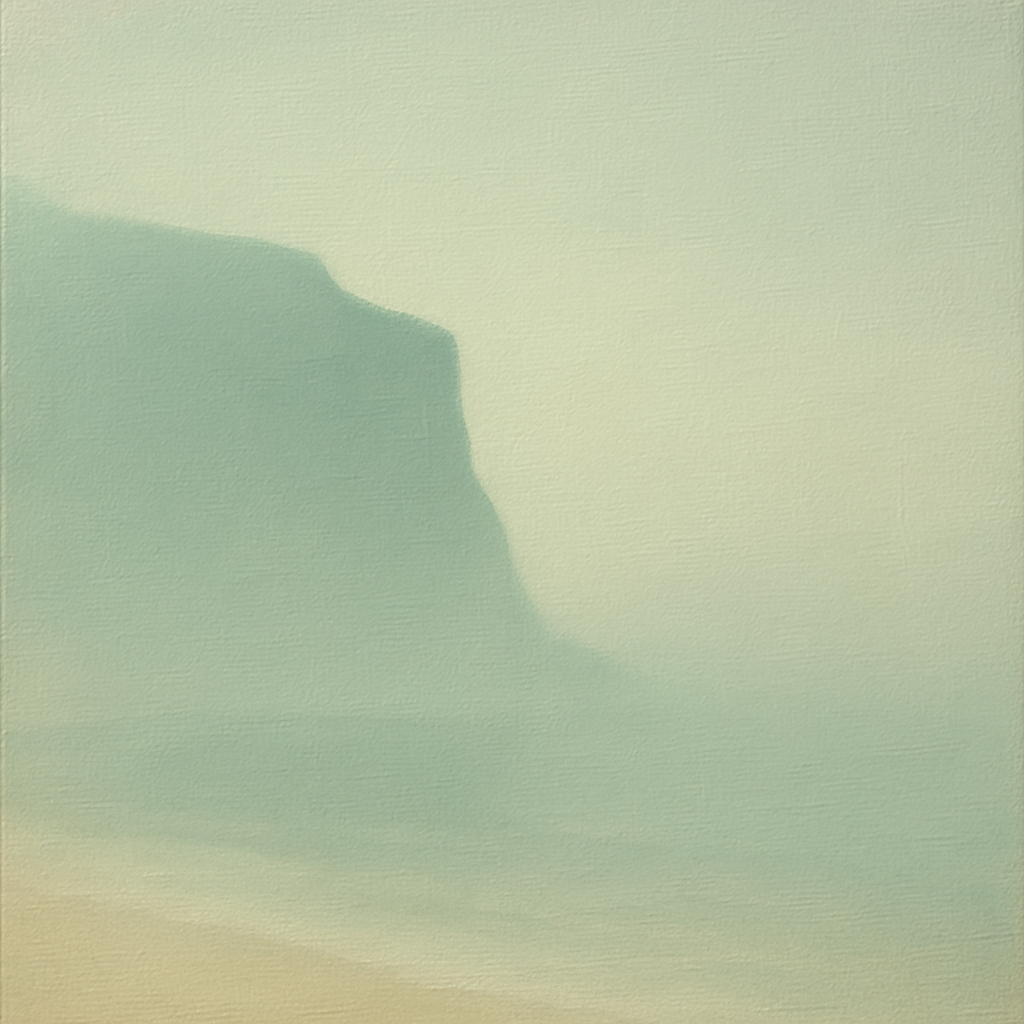 Solitary Headland in Fog No. 9 - Modern Fine Art Oil Painting - View 1